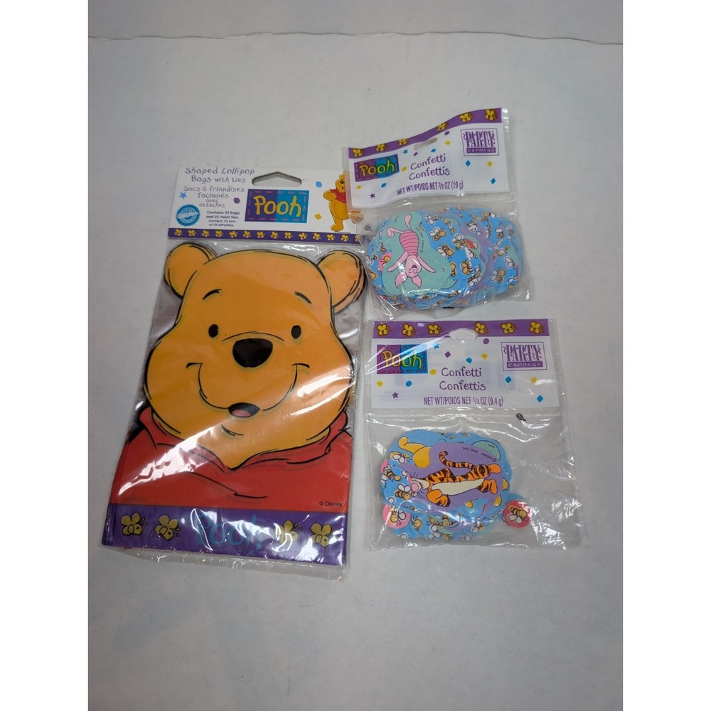 Vintage 1997 Wilton Winnie the Pooh Party Supplies Lot Lollipop Bags Decor